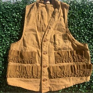 Vintage 70s kids JC Higgins Tan cotton Canvas “Hunting” Vest